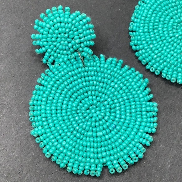 Venus Turquoise large beaded disc statement earrings size 2 EUC - Picture 2 of 8